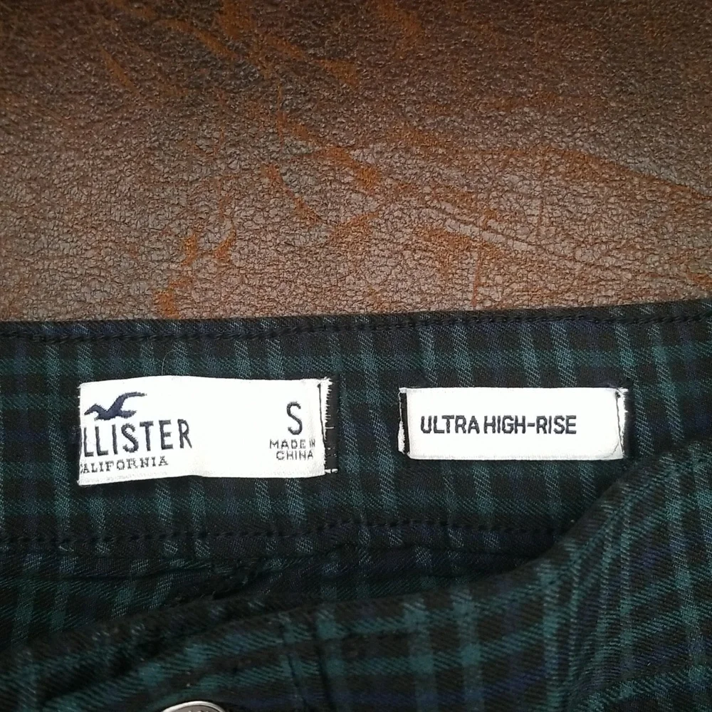 #T - Hollister Women Ultra High Rise Plaid Pants Blue Green Black Size S - Picture 2 of 8